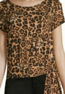 Leopard Animal print top side tie cut out back large